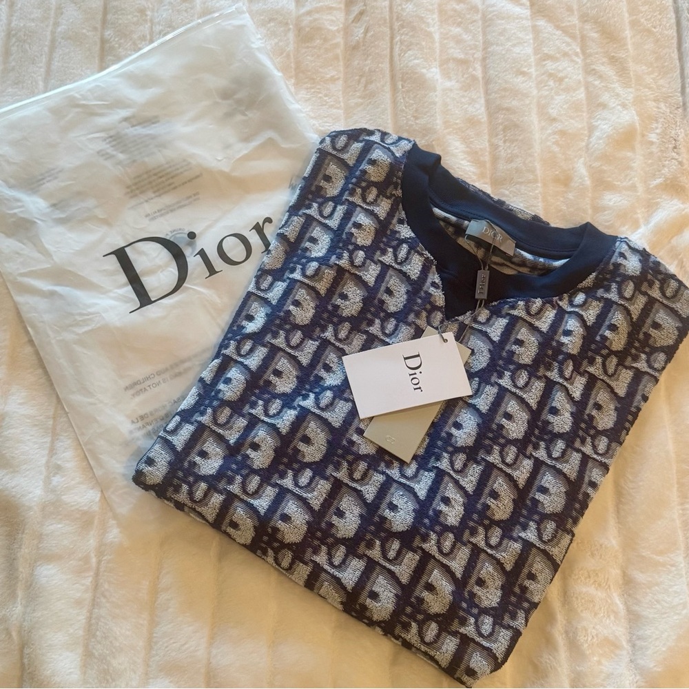 Dior Navy and White Logo Sweater